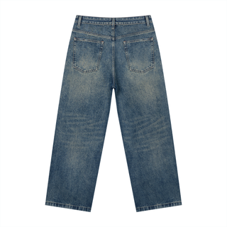 Men's Vintage Wash Denim Jeans - Studded Straight Leg