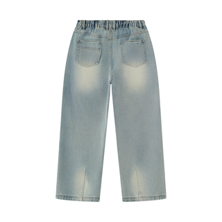 Men's Vintage Wash Denim Jeans - Sun-Faded Wide Leg