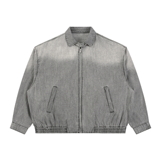 Unisex Vintage Wash Full-Zip Denim Jacket
