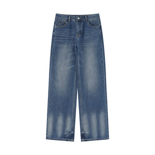 Women's Vintage Wash Wide Leg Jeans - High Rise Raw Hem