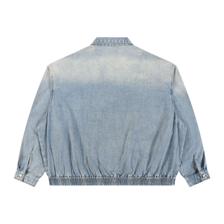 Unisex Vintage Wash Full-Zip Denim Jacket