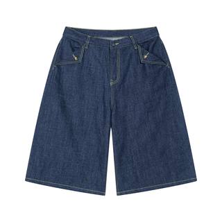 Men's Vintage Wash Denim Shorts - Knee Length Flap Pocket