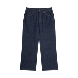 Men's Vintage Wash Denim Jeans - Dark Indigo Loose Fit