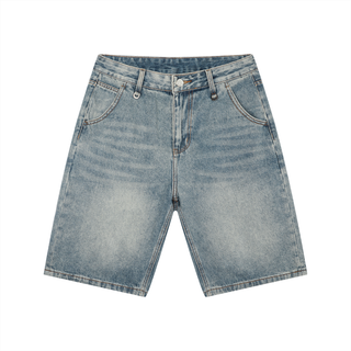 Men's Vintage Wash Denim Shorts - Heavyweight Blue Loose Fit
