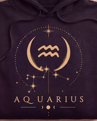 Aquarius Celestial Zodiac Hoodie - print close-up