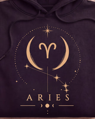 Aries Celestial Zodiac Hoodie - print close-up