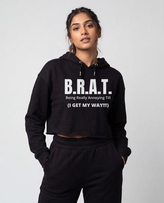 B.R.A.T. Cropped Hoodie - Dark in Black