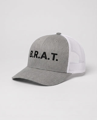 B.R.A.T. Trucker Hat - Heather Grey/White close-up