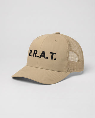 B.R.A.T. Trucker Hat - Khaki close-up