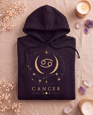 Cancer Celestial Zodiac Hoodie - Black