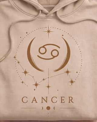 Cancer Celestial Zodiac Hoodie - Sand print close-up