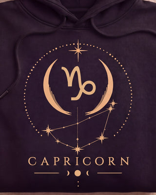 Capricorn Celestial Zodiac Hoodie - print close-up