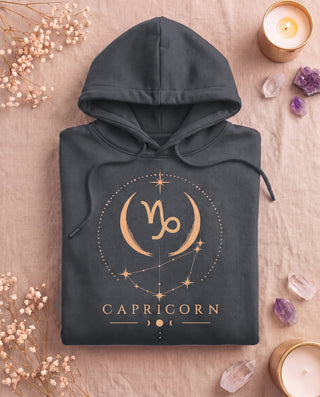 Capricorn Celestial Zodiac Hoodie - Dark Heather