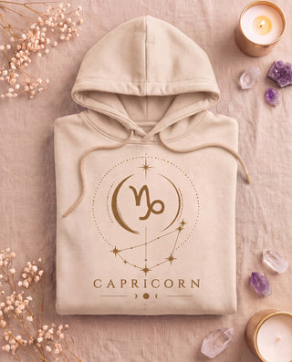 Capricorn Celestial Zodiac Hoodie - Sand