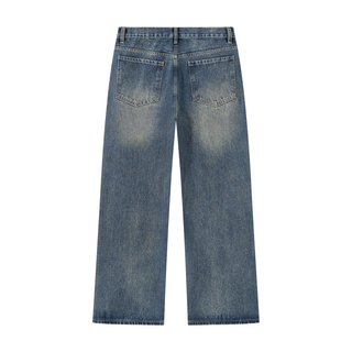 Men’s Vintage Wash Straight Leg Denim Jeans