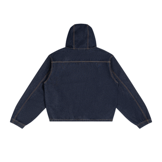Men's Boxy Vintage Wash Hooded Denim Jacket