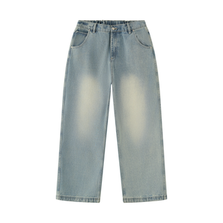 Men's Vintage Wash Denim Jeans - Sun-Faded Wide Leg