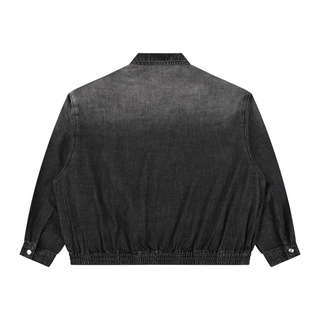 Unisex Vintage Wash Full-Zip Denim Jacket