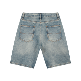 Men's Vintage Wash Denim Shorts - Heavyweight Blue Loose Fit