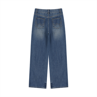 Women's Vintage Wash Wide Leg Jeans - High Rise Raw Hem