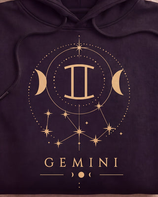 Gemini Celestial Zodiac Hoodie - print close-up