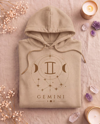 Gemini Celestial Zodiac Hoodie - Sand