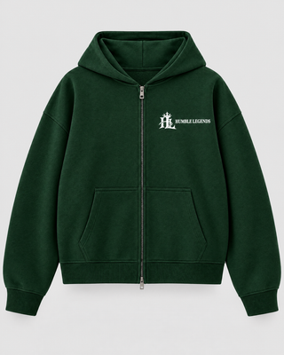 Dark Green HL Heavyweight Full-Zip Boxy Hoodie