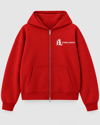 Red HL Heavyweight Full-Zip Boxy Hoodie