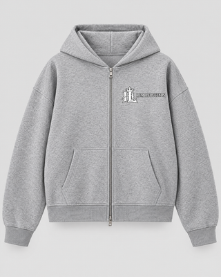 Flower Gray HL Heavyweight Full-Zip Boxy Hoodie