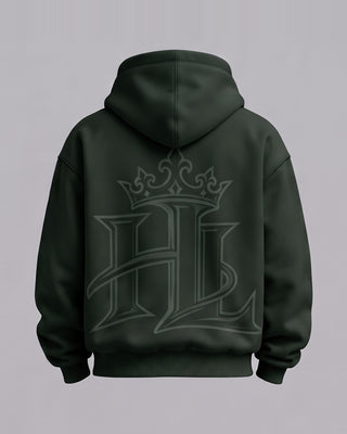 HL Essential Heavyweight Hoodie in Blackish Green - back