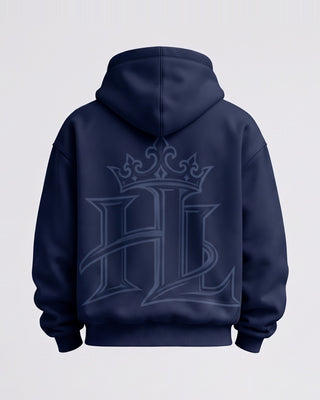 HL Essential Heavyweight Hoodie in Navy Blue - back