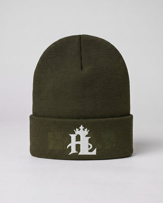 HL Signature Beanie - Dark - Olive close-up
