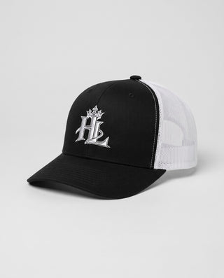 HL Signature Trucker - Black & Navy - Black/ White close-up