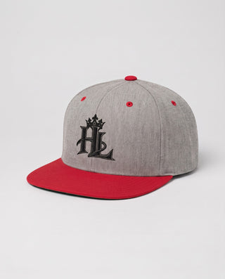 HL Signature Snapback - Light - Heather Grey/ Red close-up