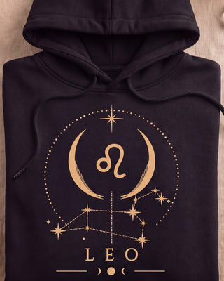 Leo Celestial Zodiac Hoodie - print close-up