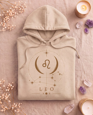 Leo Celestial Zodiac Hoodie - Sand