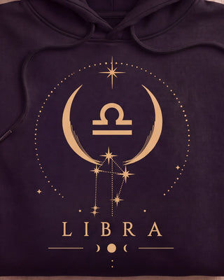 Libra Celestial Zodiac Hoodie - print close-up