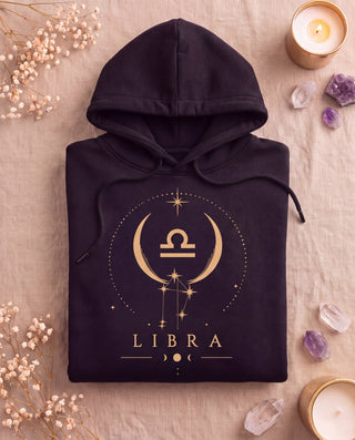 Libra Celestial Zodiac Hoodie - Black