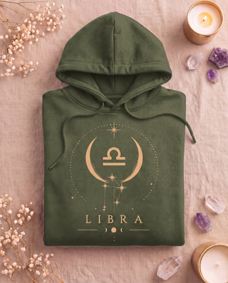 Libra Celestial Zodiac Hoodie - Military Green
