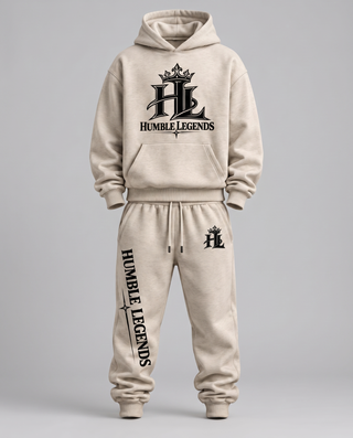 HL Essential Heavyweight Matching Set in Oat Gray - front