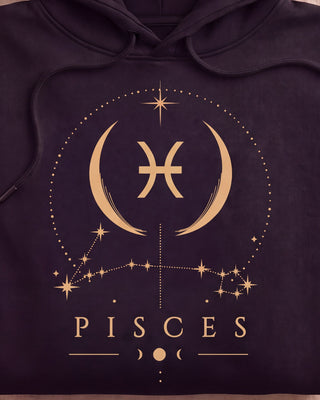 Pisces Celestial Zodiac Hoodie - print close-up