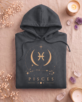 Pisces Celestial Zodiac Hoodie - Dark Heather