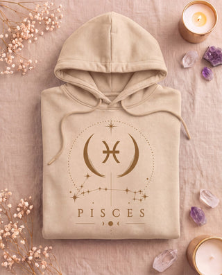 Pisces Celestial Zodiac Hoodie - Sand