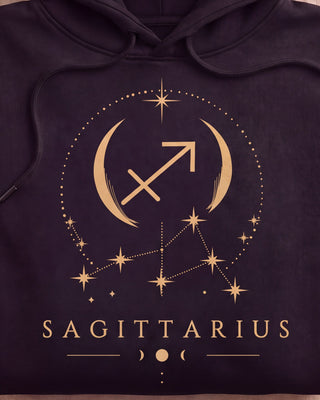Sagittarius Celestial Zodiac Hoodie - print close-up