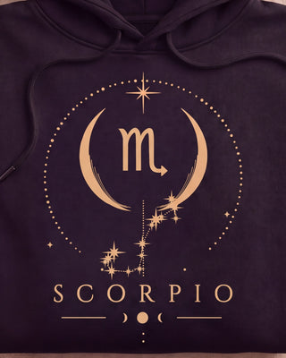 Scorpio Celestial Zodiac Hoodie - print close-up