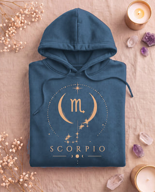Scorpio Celestial Zodiac Hoodie - Indigo Blue