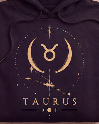 Taurus Celestial Zodiac Hoodie - print close-up