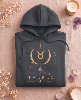 Taurus Celestial Zodiac Hoodie - Dark Heather