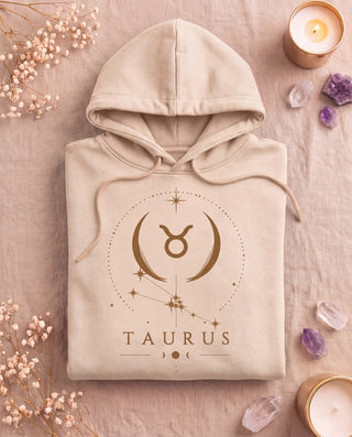 Taurus Celestial Zodiac Hoodie - Sand