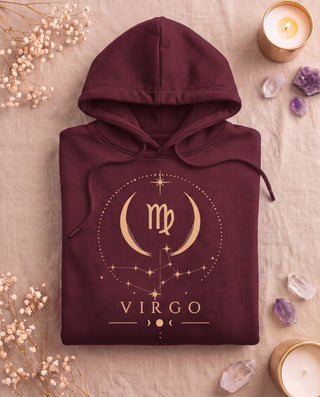 Virgo Celestial Zodiac Hoodie - Maroon
